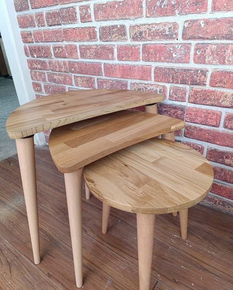 Nesting Coffee Table Set, Natural Solid Wood Walnut Nesting Table, Side ... inside Unveiling the Natural Beauty of Navidic Coffee Table Sets