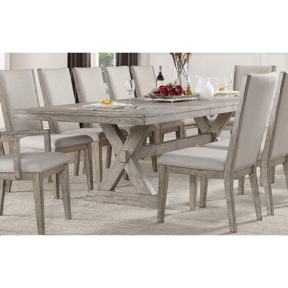 New Acme Zumala Rectangle Dining Table With Marble Tabletop And Wooden ... pertaining to Zumala Dining Table, Marble And Weathered Oak