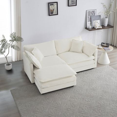 Newboti Furniture Chenille Two-Seater Sofa With 1 Footrest, 2 Seater L ... with regard to Discovering Comfort and Style The Gewnee Chenille Two-Seater Sofa