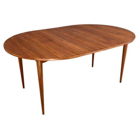 Newly Refinished - Expanding Mid-Century Modern Round Walnut Dining ... with Mid Century Dining Table Walnut Finish