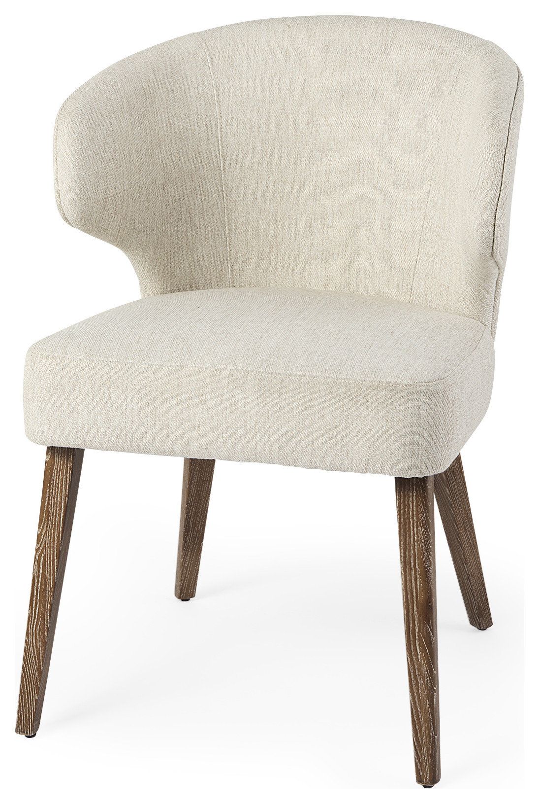Niles Cream Fabric Seat With Brown Solid Wood Frame Wingback Dining ... intended for Niles Bench With Fabric Seat