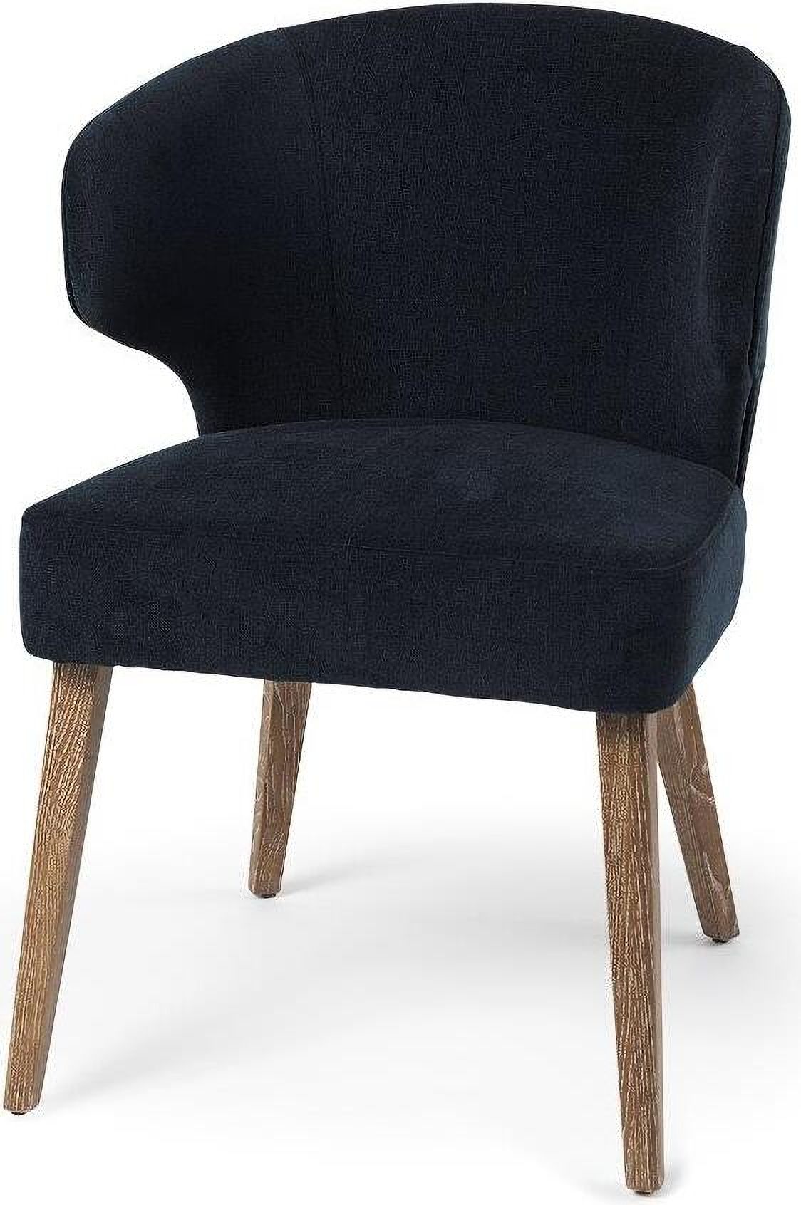 Niles Navy Fabric Seat With Medium Brown Wooden Legs Wingback Dining ... for Discovering Comfort The Niles Bench With Fabric Seat Explained