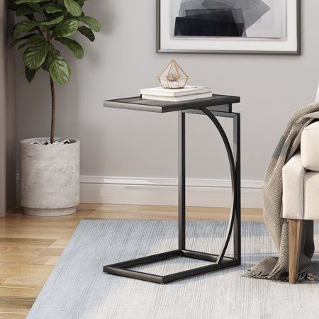 Noble House Celebrity Modern Industrial Iron C-Shaped End Table With ... within Modern Industrial Gray Coffee Table Set With Pewter Metal Frame And Fir Wood Top
