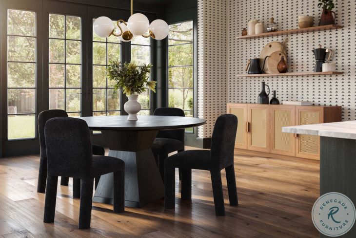 Nolan Black Wood 56&quot; Round Dining Room Set From Coleman Furniture ... throughout Exploring the Unique Aesthetic of Natural Wood in Dining Spaces