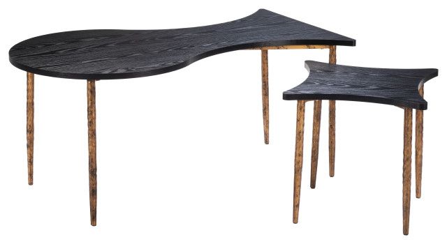 Norden Coffee Table Set (2-Piece) Black &amp; Bronze - Midcentury - Coffee ... throughout Norden Coffee Table Set Black &amp; Bronze