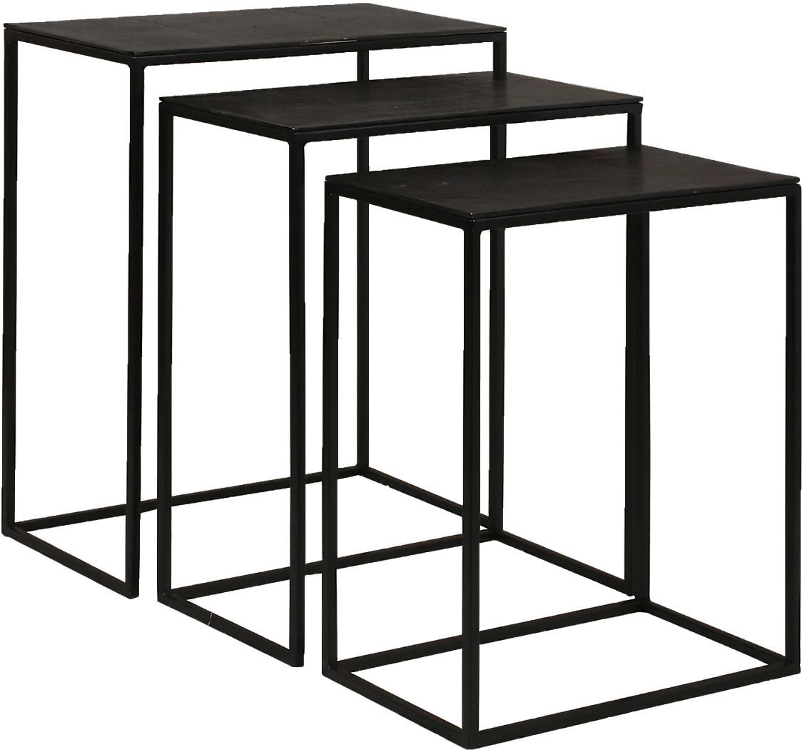 Norlake Black Nesting Tables, Set Of 3 in The Enduring Appeal of Black Iron and Stained Wood Nesting Table Sets