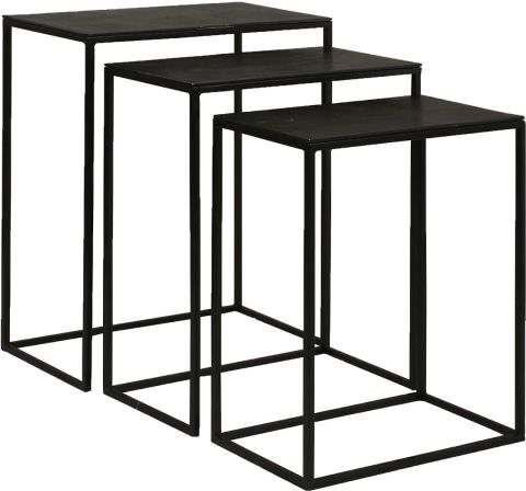 Norlake Black Nesting Tables, Set Of 3 in The Enduring Appeal of Black Iron and Stained Wood Nesting Table Sets