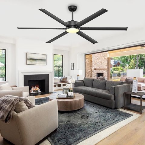Ohniyou 72 '' Large Outdoor Ceiling Fan With Lights And Remote 6 Blades ... inside Large Outdoor Ceiling Fan With Remote And Light