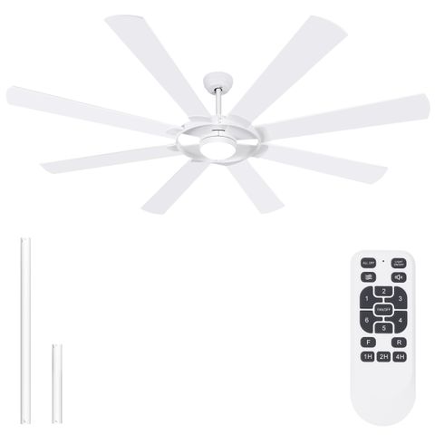 Ohniyou 76 Inch Large Ceiling Fans With Lights And Remote, 8 Wood ... throughout Modern White Outdoor Ceiling Fan With Remote