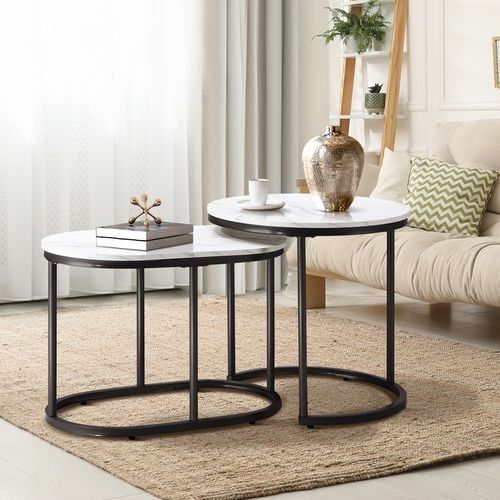 Oikiture Set Of 2 Coffee Table White &amp; Black - Bunnings Australia for Davis Coffee Tables White/Black, 2-Piece Set