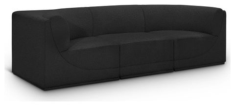 Ollie Black Boucle Fabric Straight Modular Sofa, 3-Piece: 1 Armless Chair, 2 Corner Chair ... inside Ollie Black Boucle Fabric Straight Modular Sofa, Brown, 3-Piece: 3 Armless Chair