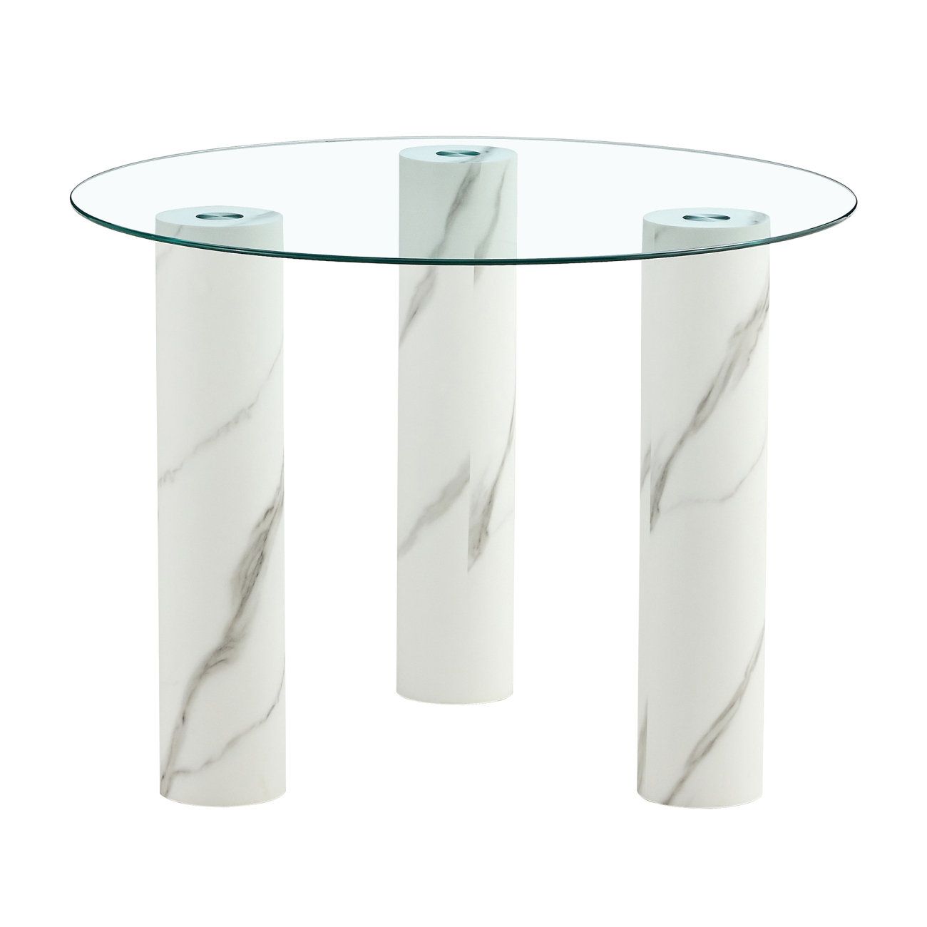 Orren Ellis Modern Round Transparent Tempered Glass Dining Table, White ... with regard to Beyond the Basics What to Know About 40-Inch Round White Dining Tables