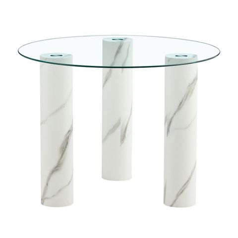 Orren Ellis Modern Round Transparent Tempered Glass Dining Table, White ... with regard to Beyond the Basics What to Know About 40-Inch Round White Dining Tables