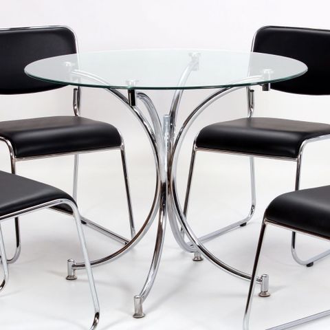 Orrente Modern Round Glass Dining Table With Chrome Base | Ohi regarding Maximizing space and light with round glass dining tables