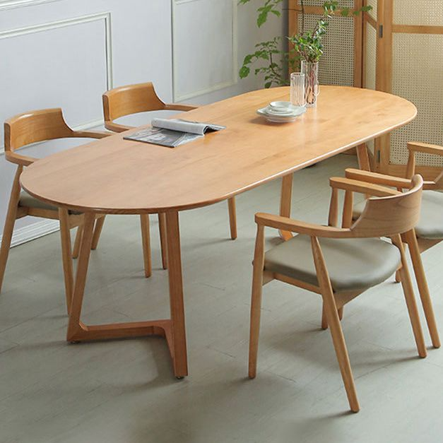 Oval Pine Solid Wood Table Modern Double Pedestal Dining Table With Wooden Base - 78.7&quot;L X 31.5 ... in Styling Your Space with an Oval Solid Wood Dining Table