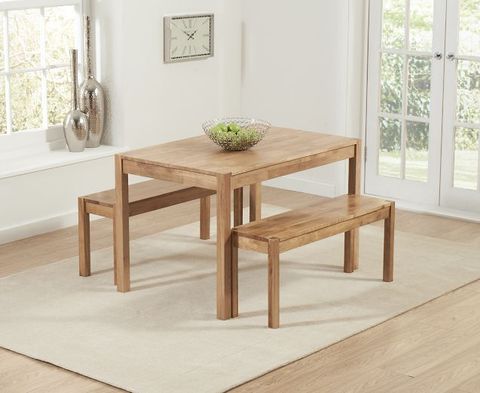 Oxford 120Cm Solid Oak Dining Table With Benches | Oak Furniture ... for Rectangular Oak Dining Table With Bench