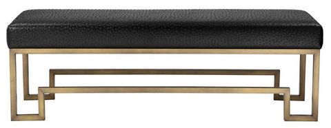 Pangea Home Laurence 18" Stainless Steel Bench In Brass & Faux Black ... in Z-Laurence Bench Brass Black Ostrich