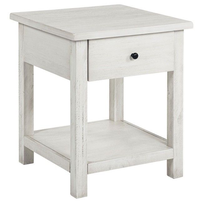 Payne End Table W/ Drawer (Distressed White) By Coaster Furniture ... inside Design Inspiration Featuring the Payne 2-Piece Distressed White Table Set