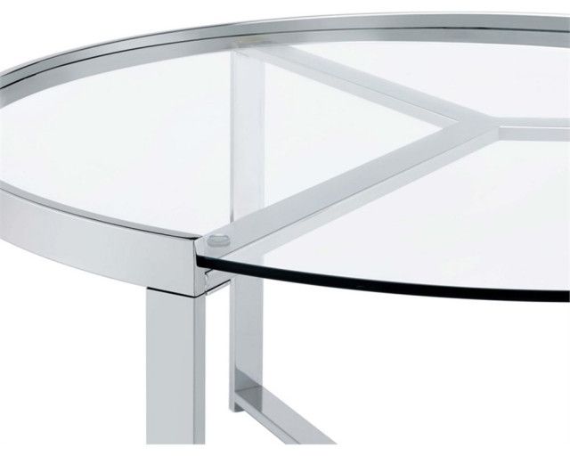 Pemberly Row 2-Piece Metal Round Glass Top Nesting Coffee Table Chrome ... throughout Pemberly Row 2-Piece Modern Wood Nesting Coffee Table - Dark Walnut / Gold