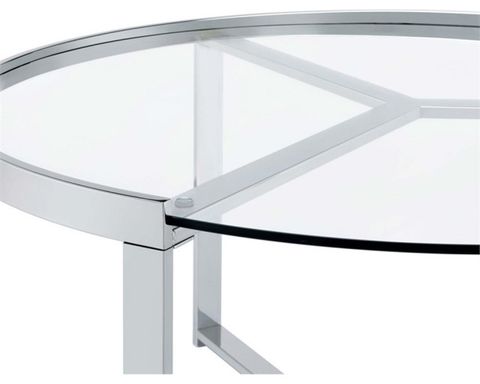 Pemberly Row 2-Piece Metal Round Glass Top Nesting Coffee Table Chrome ... throughout Pemberly Row 2-Piece Modern Wood Nesting Coffee Table - Dark Walnut / Gold