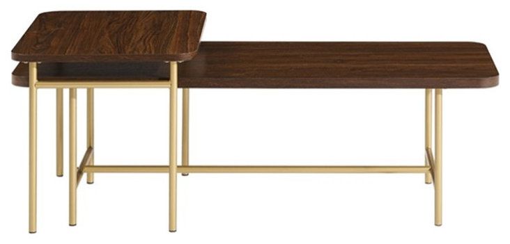 Pemberly Row 2-Piece Modern Wood Nesting Coffee Table - Dark Walnut ... in Pemberly Row 2-Piece Modern Wood Nesting Coffee Table - Dark Walnut / Gold