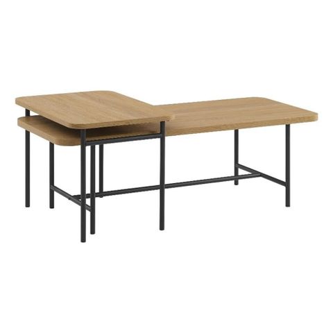 Pemberly Row 2-Piece Modern Wood Nesting Coffee Table - Oak / Black ... pertaining to The Timeless Appeal of the Pemberly Row Wood Nesting Coffee Table