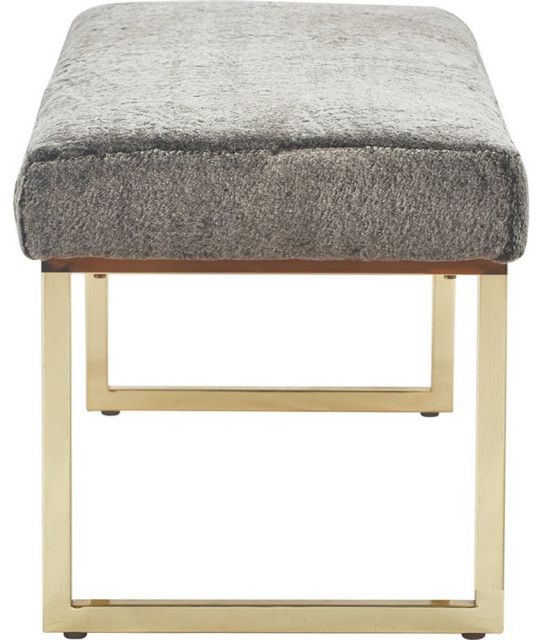 Pemberly Row Modern / Contemporary Giselle Chic Gold Bench Faux Fur ... pertaining to Pemberly Row Modern / Contemporary Giselle Chic Gold Bench Faux Fur
