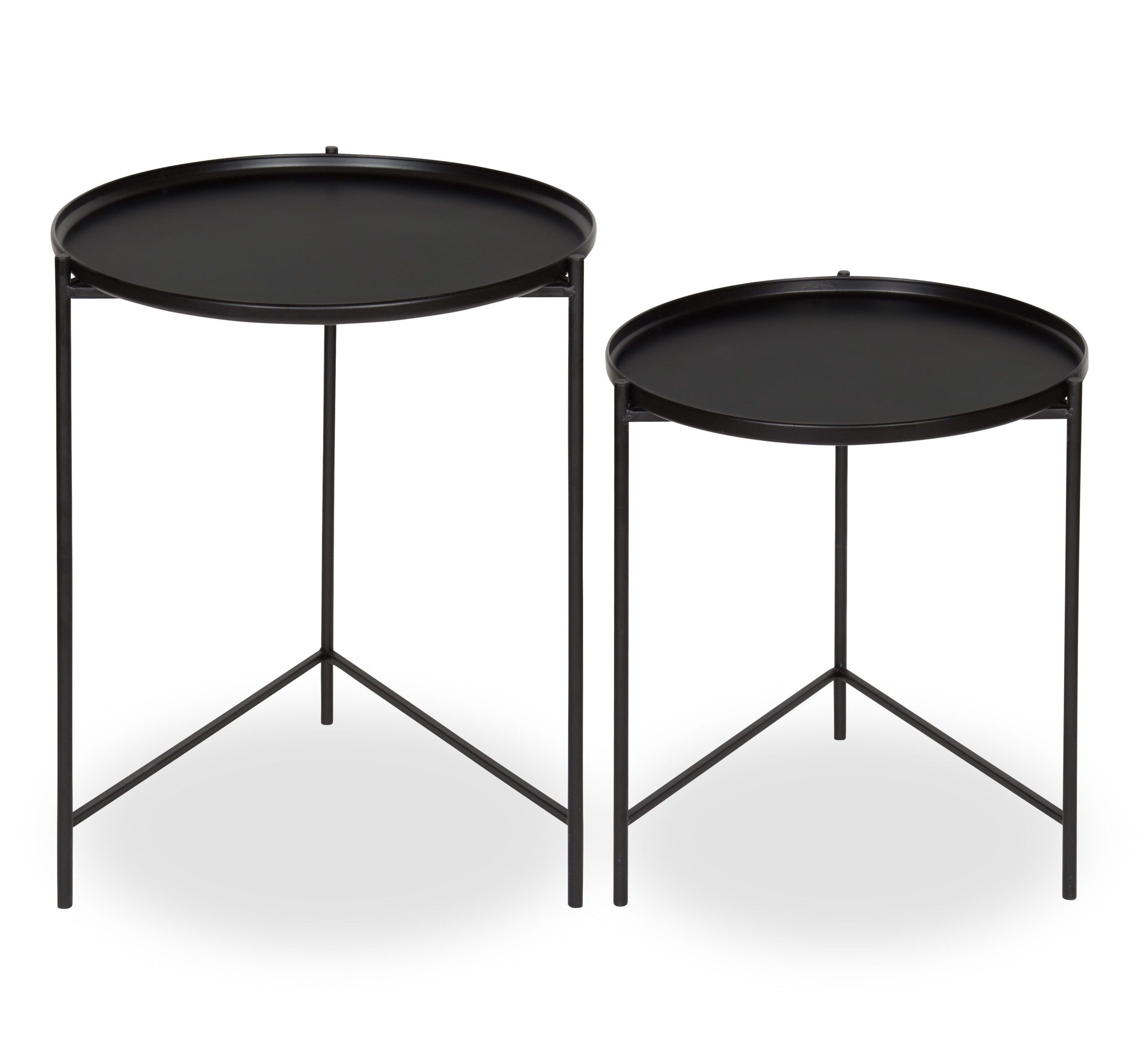 Petersburg Round Metal 2 Piece Nesting Tables | Metal End Tables ... with Bowery Hill Contemporary Metal 2-Piece Nesting Table In Black