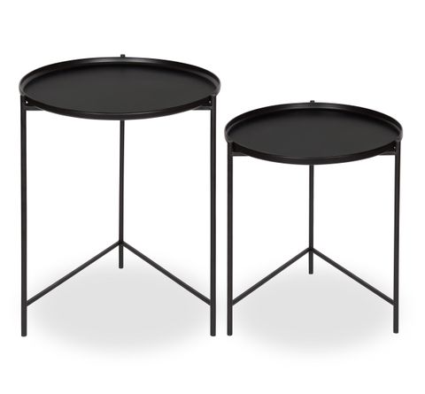 Petersburg Round Metal 2 Piece Nesting Tables | Metal End Tables ... with Bowery Hill Contemporary Metal 2-Piece Nesting Table In Black