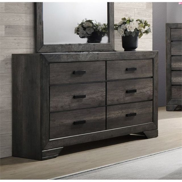 Picket House Furnishings Grayson 6 Drawer Dresser In Gray Oak - Rustic ... in Picket House Furnishings Grayson Extendable Dining Table In Gray Oak