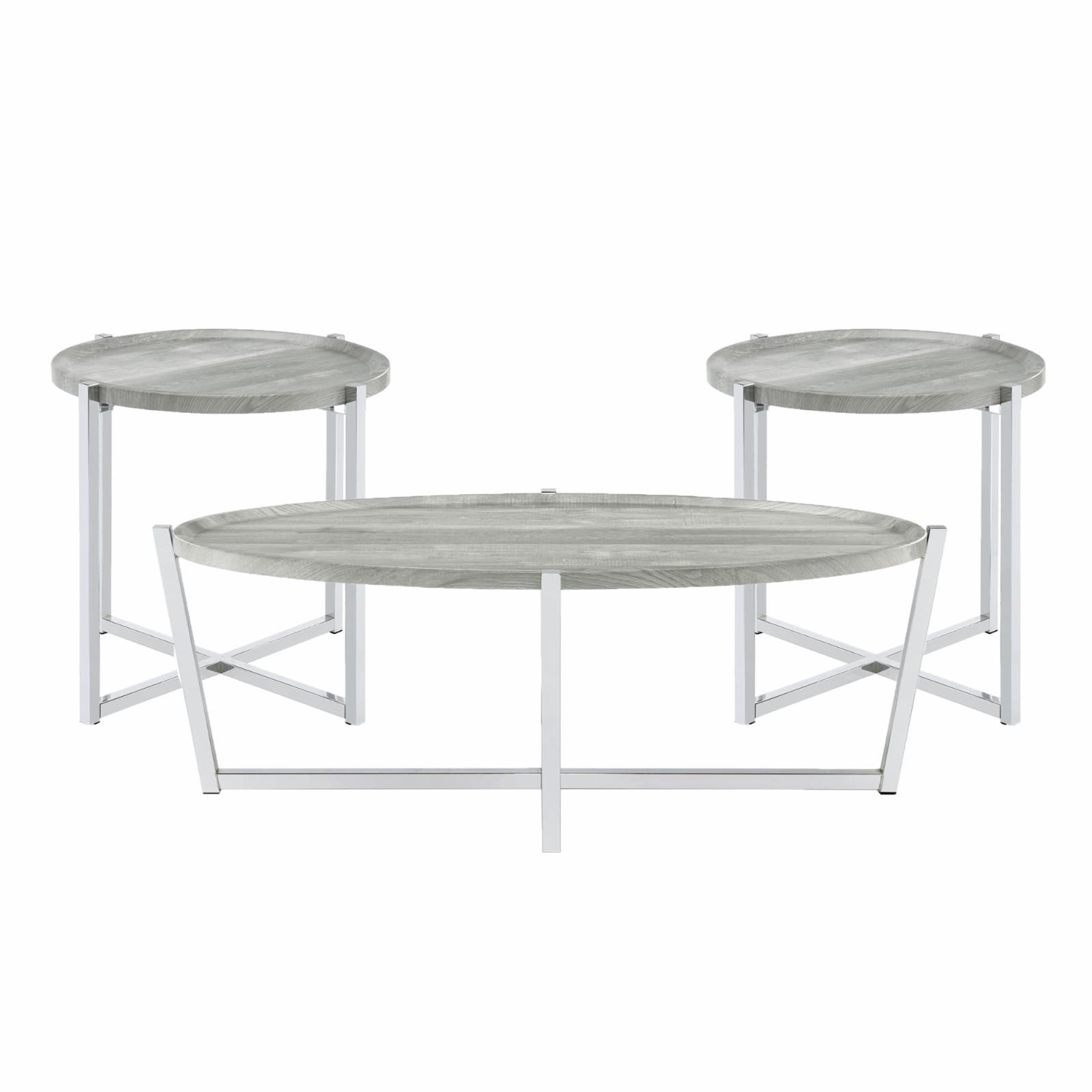 Picket House Furnishings Niko 3Pc Occasional Table Set In Chrome ... regarding Key Features and Benefits of the Percy 3PC Occasional Table Set