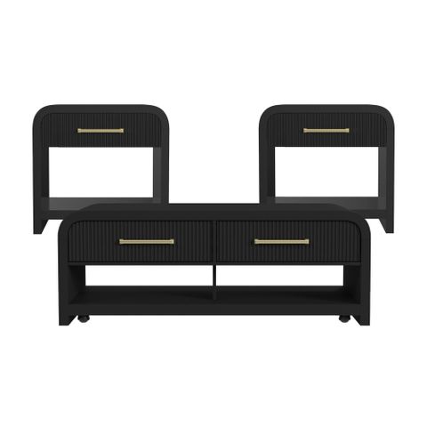 Picket House Furnishings Woodridge 3Pc Occasional Table Set In Black ... with Picket House Turner 3 Piece Occasional Table Set With Lift Top