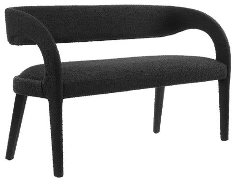 Pinnacle Boucle Fabric Accent Bench, Black - Transitional - Upholstered ... pertaining to Understanding the Craftsmanship Behind Luka Boucle Fabric Benches