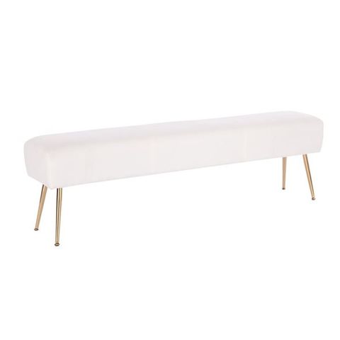 Plata Import O'donell White Linen Upholstered Bench With Metal Base Cl ... within O'Donell PU Bench Innovations What Experts Are Saying