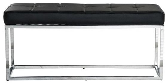 Plata Import Reign Tufted Metal Bench In Black Faux Leather ... regarding Plata Import Reign Tufted Metal Bench In White Faux Leather