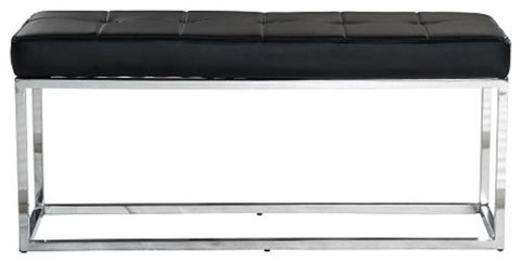 Plata Import Reign Tufted Metal Bench In Black Faux Leather ... regarding Plata Import Reign Tufted Metal Bench In White Faux Leather