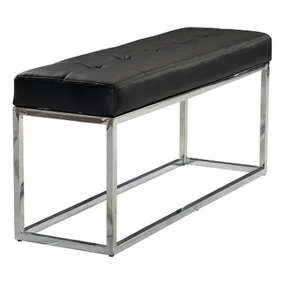 Plata Import Reign Tufted Metal Bench In Black Faux Leather - Walmart.com inside Plata Import Reign Tufted Metal Bench In White Faux Leather