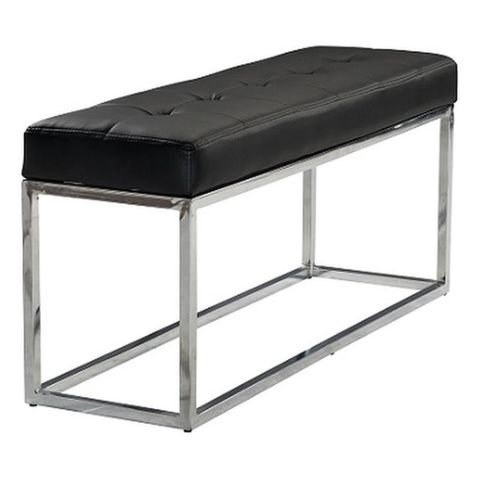 Plata Import Reign Tufted Metal Bench In Black Faux Leather - Walmart.com inside Plata Import Reign Tufted Metal Bench In White Faux Leather