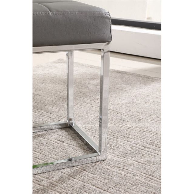 Plata Import Reign Tufted Metal Bench In Gray Faux Leather ... inside The Enduring Appeal of the Plata Import Reign Tufted Bench