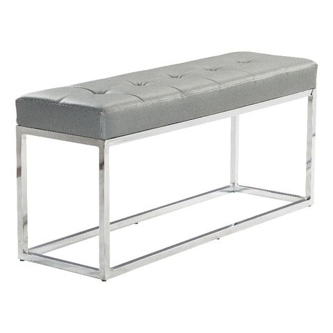 Plata Import Reign Tufted Metal Bench In Gray Faux Leather - Walmart.com pertaining to Plata Import Reign Tufted Metal Bench In White Faux Leather