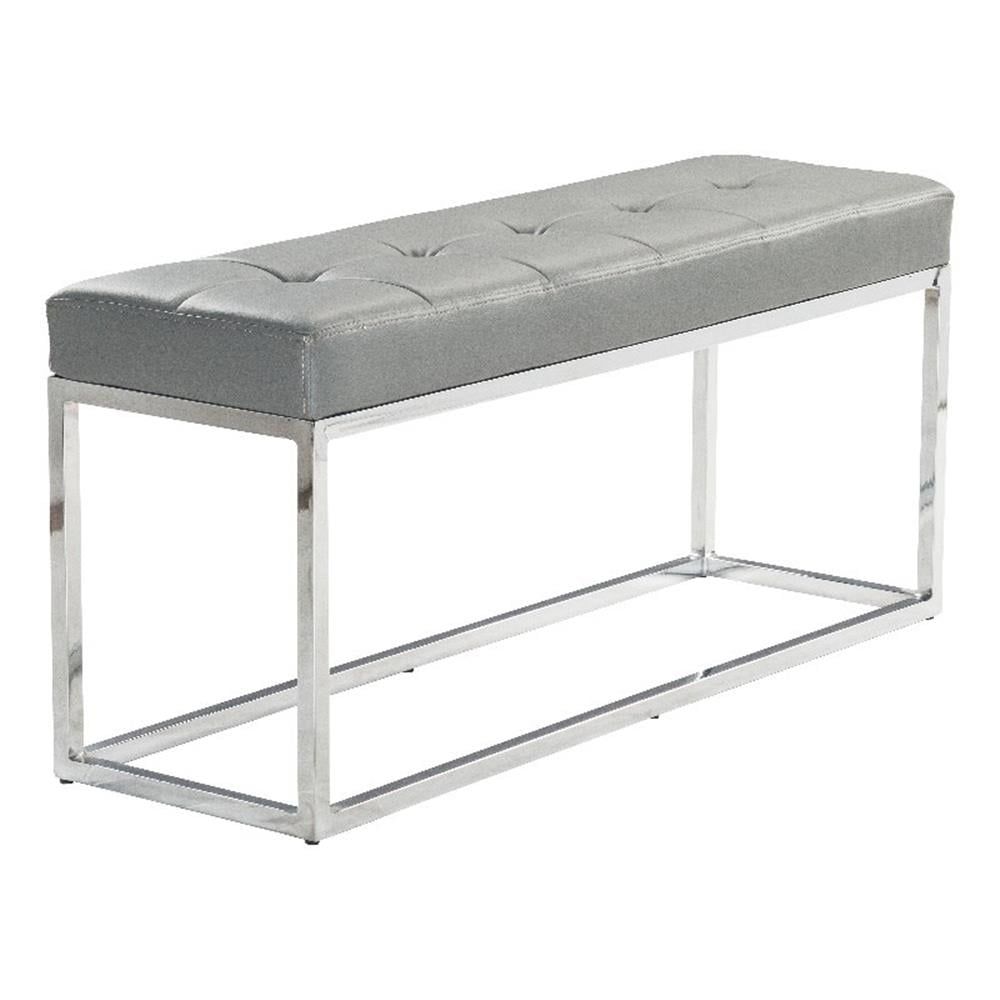 Plata Import Reign Tufted Metal Bench In Gray Faux Leather - Walmart.com within Plata Import Reign Tufted Metal Bench In White Faux Leather