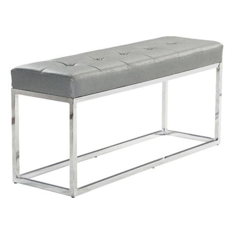 Plata Import Reign Tufted Metal Bench In Gray Faux Leather - Walmart.com within Plata Import Reign Tufted Metal Bench In White Faux Leather