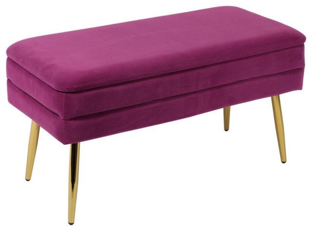 Plum Velvet Storage Bench, Belen Kox - Contemporary - Accent And Storage Benches - By Bison ... within 45&quot; Plum And Purple Upholstered Velvet Bench