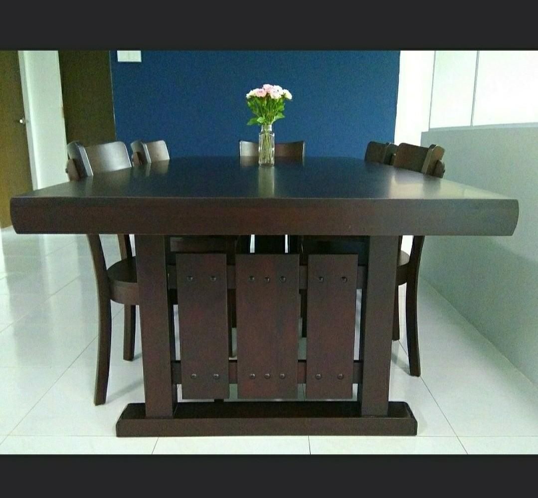 Pristine Solid Teak Wood Dining Table + 5 Chairs High Quality Balinese ... throughout Handmade Teak Wood Dining Table Bali Style