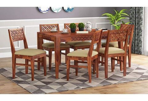 Ramdoot Furniture Wooden Dining Table 6 Seater | Six Seater Dinning ... within The Art of Entertaining Guests at a Wooden Dining Table for Six