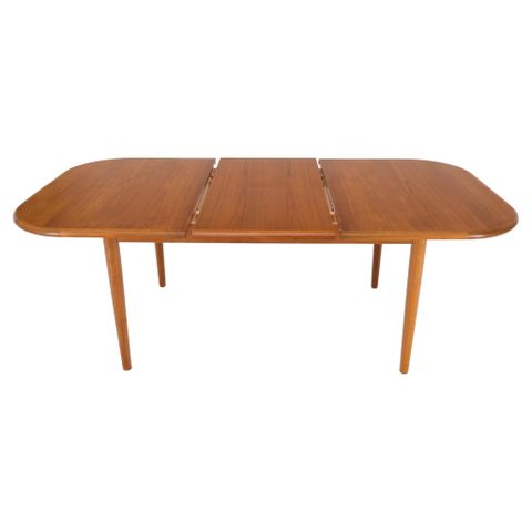 Rectangle Round Corners Teak Midcentury Danish Modern Dining Table Pop ... with regard to Mid Century Dining Table With Round Edges