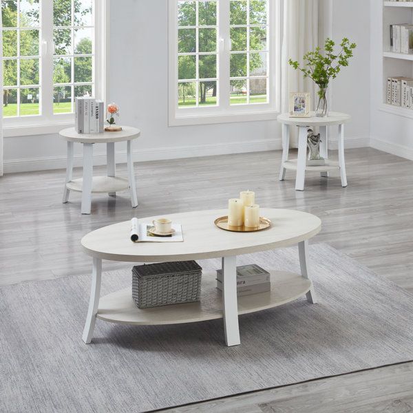 Red Barrel Studio® Tamaika Anze 3 Piece Coffee Table Set &amp; Reviews ... for Furniture Of America Condway Wood 3-Piece Coffee Table Set In Antique White