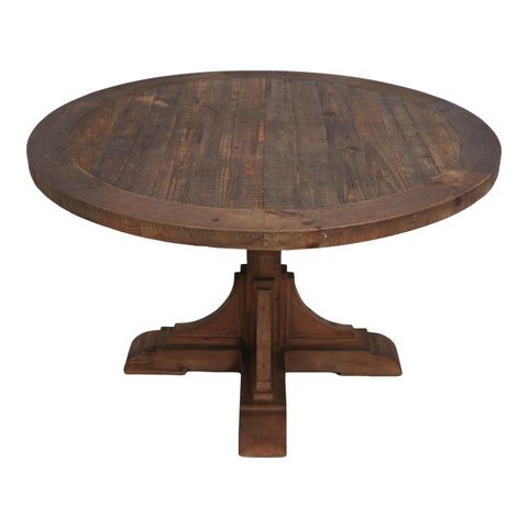 Restoration Rustic Round Distressed Finish Dining Table | Chairish with Round Dining Table, Rustic Rubberwood Table, Distressed Jacobean Finish, 48"