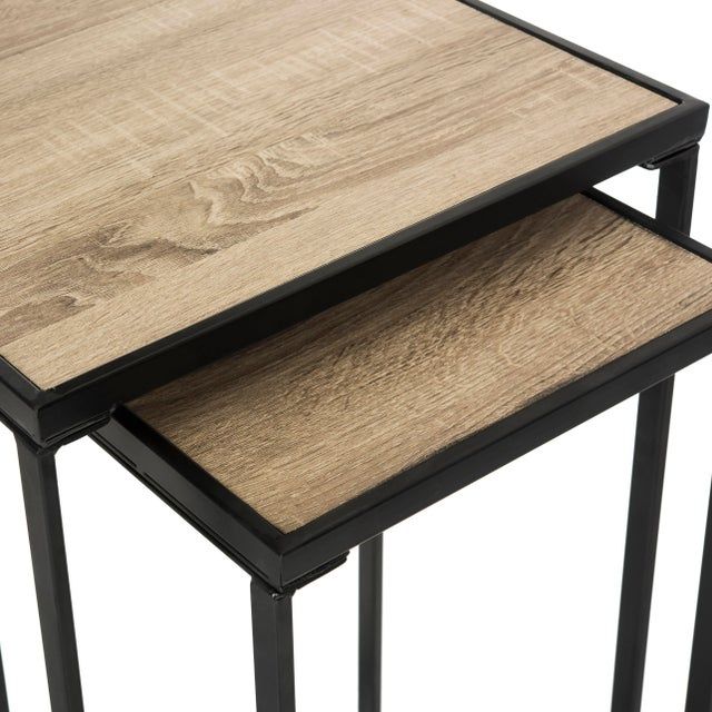 Retro Mid Wood Stacking End Table In Light Oak &amp; Black | Chairish inside Finding the Perfect Placement for Your Marsha Retro Stacking End Table