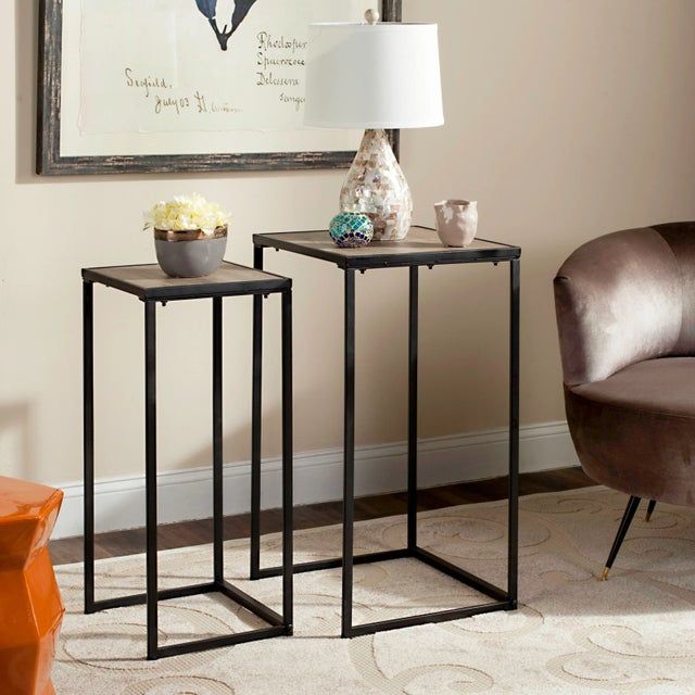 Retro Mid Wood Stacking End Table In Light Oak &amp; Black | Chairish pertaining to Finding the Perfect Placement for Your Marsha Retro Stacking End Table